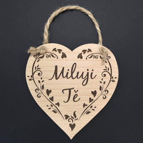 AMADEA Wooden Heart with the Inscription "I love you" Solid Wood, 16 x 15cm - Decoration - Main image