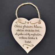 AMADEA Wooden Heart with the Inscription "Sometimes I lose my head, sometimes", Solid Wood, 16 x 15cm - Decoration
