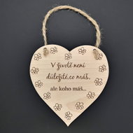 AMADEA Wooden Heart with the Inscription "In life it is not important what you have, but", Solid Wood - Decoration