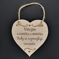 AMADEA Wooden Heart with the Inscription "Welcome to grandma and grandfather, here", Solid Wood, 16 x - Decoration