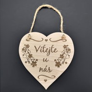 AMADEA Wooden Heart with the Inscription "Welcome to us", Solid Wood, 16 x 15cm - Decoration