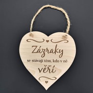AMADEA Wooden Heart with the Inscription "Miracles happen to those who believe in them", Solid Wood, 1 - Decoration