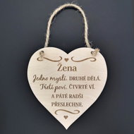 AMADEA Wooden Heart with the Inscription "Woman thinks one, the other", Solid Wood 16 x 15cm - Decoration