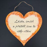 AMADEA Wooden Heart with the Inscription "Love, laughter and friends are always welcome here", 21 x 20 - Decoration