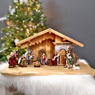 AMADEA Set of Wooden Nativity Scenes with Figures, 60cm - Christmas Decoration