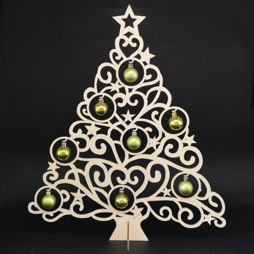 AMADEA Wooden 3D tree with balls, height 46 cm - Christmas Decoration - Main image