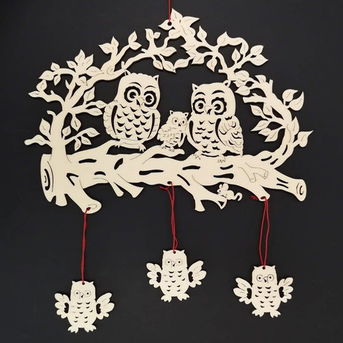AMADEA Wooden Owl Hanging 23cm - Decoration - Main image
