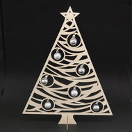 AMADEA Wooden 3D tree with balls, height 48 cm - Christmas Decoration