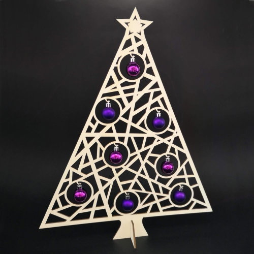 AMADEA Wooden 3D tree with balls, height 48 cm - Christmas Decoration - Main image