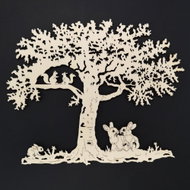 AMADEA Wooden Tree with Bunnies, Natural Hanging Decoration, 18cm - Decoration