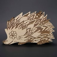 AMADEA Wooden Hedgehog Decoration, Solid Wood 15x9,5x1,8cm - Decoration