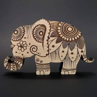 AMADEA Wooden Elephant Decoration, Solid Wood 15x9,5x1,8cm - Decoration