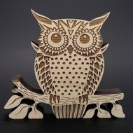 AMADEA Wooden Decoration Owl, Solid Wood 15x13x1,8cm - Decoration