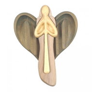 AMADEA Wooden angel with flute, coloured, solid wood, 22x15x2 cm - Angel Statue