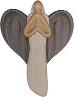 AMADEA Wooden angel praying, coloured, solid wood, 22x15x2 cm - Angel Statue
