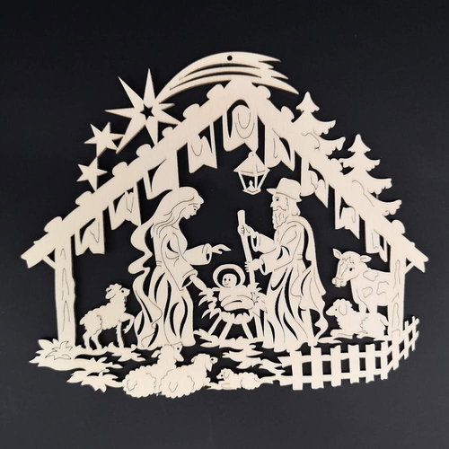 AMADEA Wooden Nativity Scene Decoration 20cm - Christmas Decoration - Main image