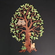 AMADEA Wooden Tree with Owls, Colourful Hanging Decoration, Height of 28cm - Decoration