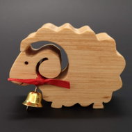 AMADEA Wooden Sheep with a Bell, Solid Wood, 6x4,5x2cm - Decoration
