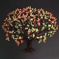 AMADEA Wooden Tree in Autumn Colours, Colourful Hanging Decoration, 34.5x29cm - Decoration