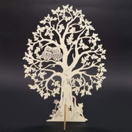 AMADEA Wooden 3D Tree with Owls, Natural, Height of 28cm - Decoration
