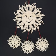 AMADEA Wooden Decoration 3D Suns, for Hanging, Height of 70cm - Decoration