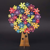 AMADEA Wooden 3D Coloured Tree with Flowers, Height of 20cm - Decoration