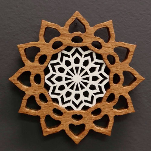 AMADEA Mandala with Insert for Hanging, Solid Wood, Diameter of 10cm - Decoration - Main image