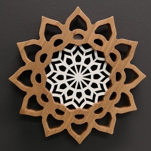 AMADEA Mandala with Insert for Hanging, Solid Wood, Diameter of 20cm - Decoration - Main image