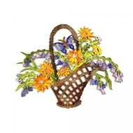 AMADEA Wooden Decoration Coloured Basket with Flowers 22cm - Decoration