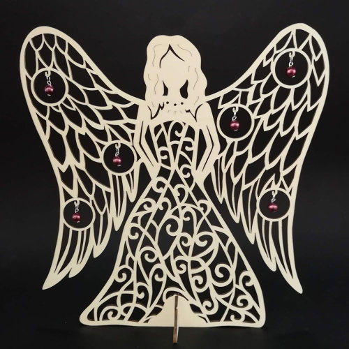 AMADEA Wooden 3D angel with ornaments, 31x29 cm - Christmas Decoration - Main image