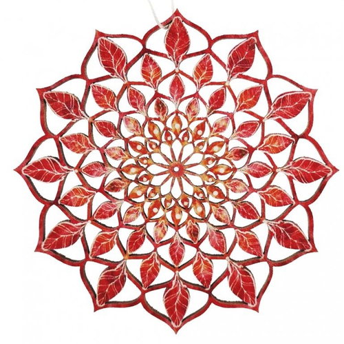 AMADEA Wooden Decoration Mandala Red 9cm - Decoration - Main image