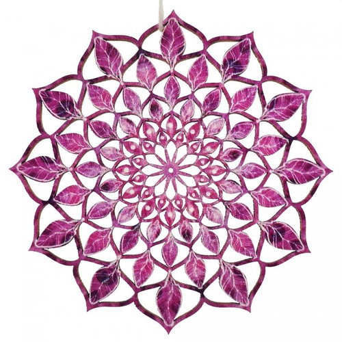 AMADEA Wooden Decoration Mandala Purple 9cm - Decoration - Main image
