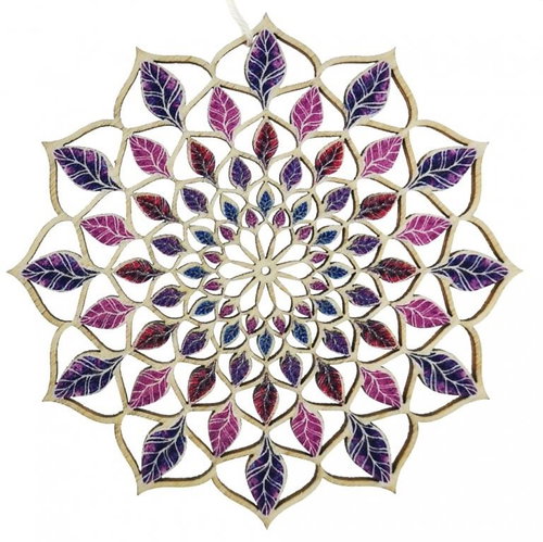 AMADEA Wooden Decoration Mandala Colour 9cm - Decoration - Main image