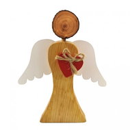 AMADEA Wooden angel with white wings and red heart, solid wood, 17x14,5x2 cm - Angel Statue