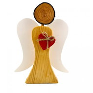 AMADEA Wooden angel with white wings and red heart, solid wood, 17x13,5x2 cm - Angel Statue