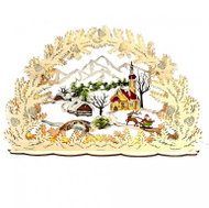 AMADEA Wooden Illuminated Portal with Village Motif, Coloured, 53cm - Decoration
