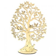AMADEA Wooden 3D Tree with Squirrels and Birds, Height of 28cm - Decoration