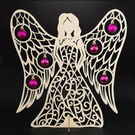AMADEA Wooden 3D angel with balls, 39x36 cm - Christmas Decoration
