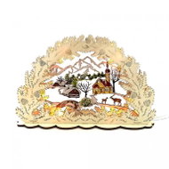 AMADEA Wooden Illuminated Portal with Village Motif, Coloured, 34cm - Decoration