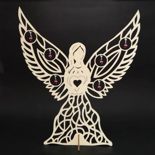 AMADEA Wooden 3D angel with ornaments, 38x32 cm - Christmas Decoration - Main image