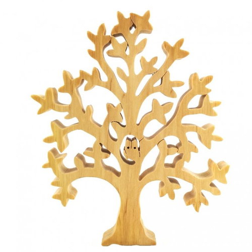 AMADEA Wooden Tree with Owl, Solid Wood, Height 17x20,5x2cm - Decoration - Main image