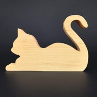 AMADEA Wooden Decoration of Cat Lying Down, Solid Wood, 15x10,5x2,5cm - Decoration
