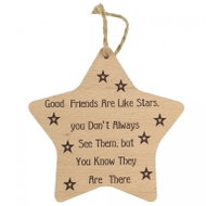 AMADEA Wooden Decoration Star "Good Friends Are Like Stars" 16cm - Decoration