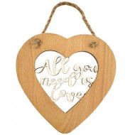 AMADEA Wooden Heart with Insert - All You Need Is Love, Solid Wood, Size of 16cm - Decoration
