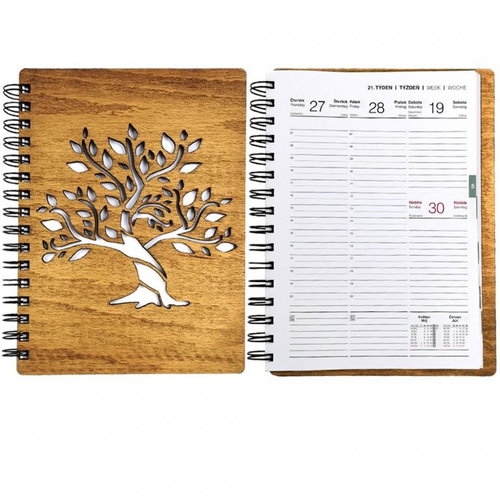 AMADEA Wooden Diary for 2021 with A5 Tree Motif - Decoration - Main image