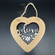 AMADEA Wooden Heart with Welcome Insert, Solid Wood, Size of 16cm - Decoration