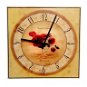AMADEA Wooden Square Wall Clock with Poppy, Solid Wood, 25x25cm - Wall Clock