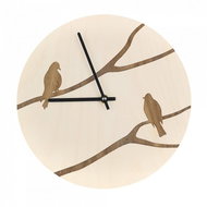 AMADEA Wooden Wall Clock with a Bird Motif, Solid Wood, Diameter of 25cm - Wall Clock