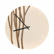 AMADEA Wooden Wall Clock with a Motif of Twigs, Solid Wood, Diameter of 25cm - Wall Clock