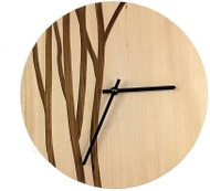 AMADEA Wooden Round Wall Clock with Twig Pattern, Solid Wood, Diameter of 25cm - Wall Clock